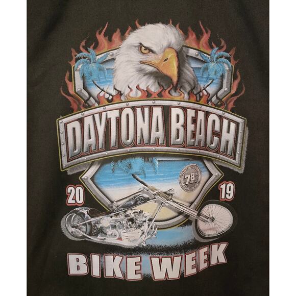 Daytona Beach Bike Week 2019 Shirt Mens XL Black Orange Biker Eagle Rally - Picture 3 of 13